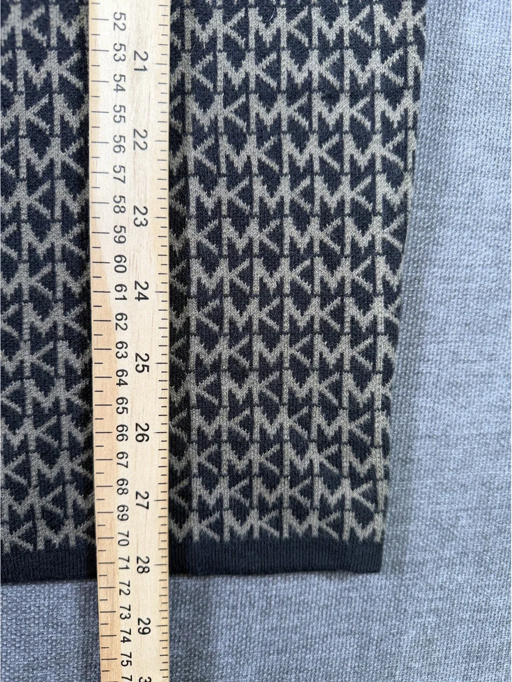 Michael Kors Medium Black and Beige Logo Knit Midi Skirt